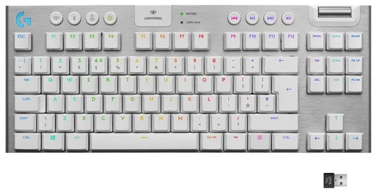 Logitech G915 TKL LIGHTSPEED Wireless GL Tactile - Gaming-tastatur - Uten talltastatur - Nordisk - Hvit